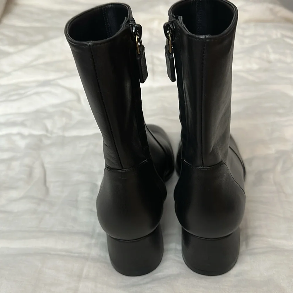 Elegant Stewart Weitzman Black Leather Ankle Boots with Inner Side Zipper NWOT - Picture 8 of 15